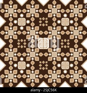 Dieses böhmische Design verbindet geometrische und abstrakte Elemente in einer nahtlosen Textur. Der komplizierte Folk Art Stil macht ihn ideal für Geschenkpapier, Sur Stockfoto