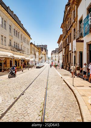 03.02.2025 Salvador de Bahia, Brasilien. Blick auf die farbenfrohe Straße Rua da Misericordia Stockfoto