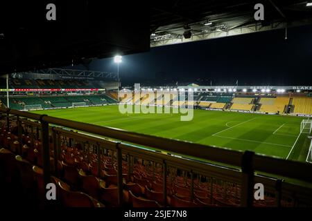 Norwich, Großbritannien. Februar 2025. Eine allgemeine Ansicht der Carrow Road vor dem Sky Bet Championship Match Norwich City gegen Preston North End an der Carrow Road, Norwich, Vereinigtes Königreich, 11. Februar 2025 (Foto: Izzy Poles/News Images) in Norwich, Vereinigtes Königreich am 11. Februar 2025. (Foto: Izzy Poles/News Images/SIPA USA) Credit: SIPA USA/Alamy Live News Stockfoto
