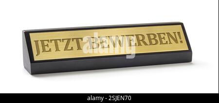 Tabellenanzeige auf weißem Hintergrund – jetzt bewerben Stockfoto