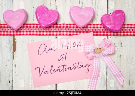 Pinke Karte - Valentinstag Stockfoto