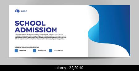 Informationen zum Schuleintritt, Eintritt in soziale Medien Post Banner Design blaues Thema Schuleintritt Banner Vorlage Stock Vektor