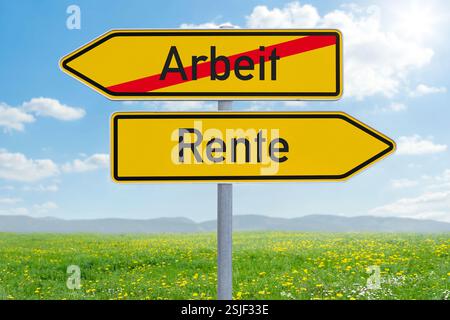 Pfeilführung - Arbeit oder Pension Stockfoto
