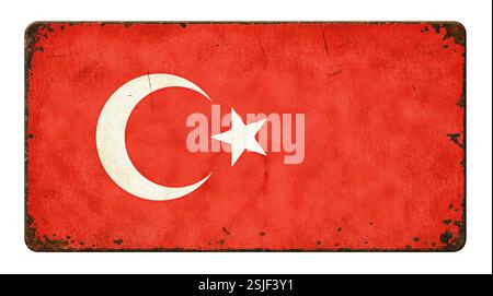 Altes verrostetes Blechschild - Flag Truthahn Stockfoto