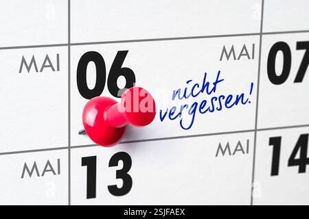 Wandkalender - Mai 06 Stockfoto