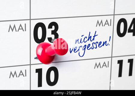 Wandkalender - Mai 03 Stockfoto