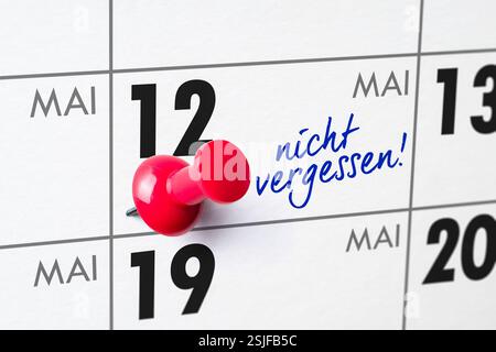 Wandkalender - 12. Mai Stockfoto