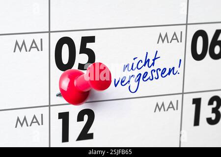 Wandkalender - Mai 05 Stockfoto