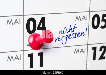 Wandkalender - Mai 04 Stockfoto