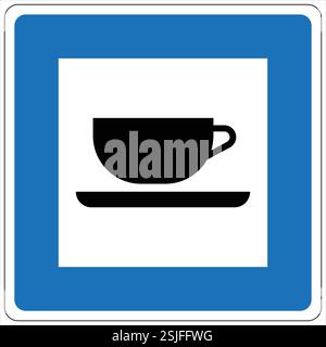 Symbol einer Tasse auf einer Untertasse, die einen Ruhebereich anzeigt Stock Vektor