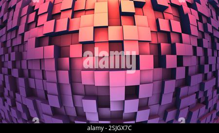 Geometrischer 3D-Hintergrund aus violetten Würfeln, 3D-Illustration Stockfoto