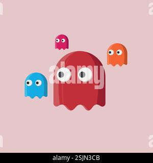 Geister Social Media Chat Emoticon. Süßes Emoji Stock Vektor