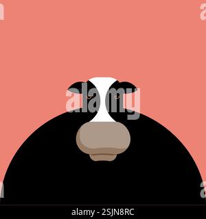 Eine Kuh mit einem schwarzen Gesicht und einem weißen Fleck im Gesicht Stock Vektor