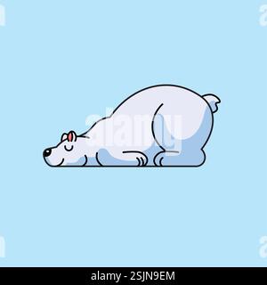 Ein Eisbär schläft auf blauem Hintergrund Stock Vektor