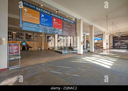 Eintritt zum Ellis Island National Museum of Immigration, Ellis Island, New York City, USA Stockfoto