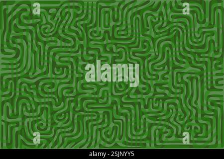 Das komplizierte grüne Linienmuster zeigt ein faszinierendes Labyrinth-ähnliches Design Stock Vektor