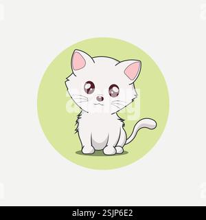 Weiße Katze mit einem gelben Kreis Stock Vektor