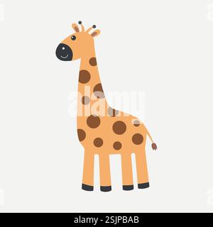 Vektor süße Giraffe, die mit Schmetterlingen spielt Stock Vektor