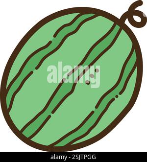 Wassermelonen Vektor Kritzelillustration und Grafik. Teil der Obstkategorie. Stock Vektor
