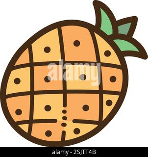 Ananasvektor-Kritzelillustration und Grafik. Teil der Obstkategorie. Stock Vektor
