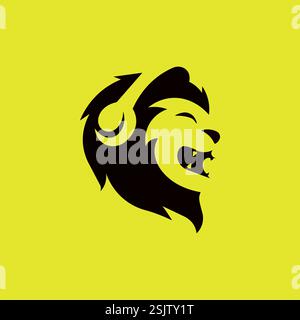 Vektor-Illustration des niedlichen Löwen Musik-Logos Stock Vektor