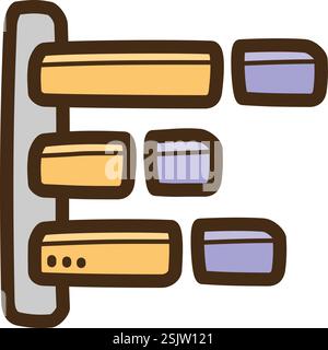 Gestapeltes Balkendiagramm Vektor-Kritzelillustration und Grafik. Teil des Diagramms und der Diagrammkategorie. Stock Vektor
