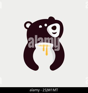 Vektor-Illustration des süßen Honigbären Stock Vektor