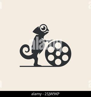 Vektorillustration des Chamäleon Filmemacher Logos Stock Vektor
