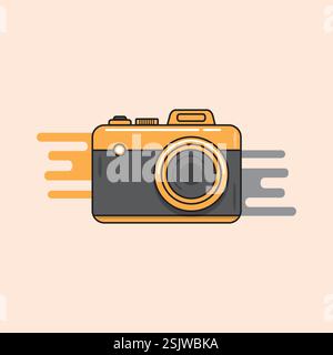 Vektorkamera mit minimalem Text-Logo Stock Vektor