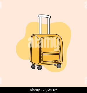 Ein gelber Koffer mit einem Griff, auf dem steht, dass ich ein Reisender bin Stock Vektor