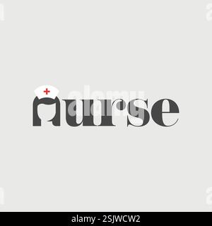 Vector Nurse Text Logo Design Stock Vektor