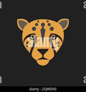 Der Kopf eines Gepardes ist auf schwarzem Hintergrund zu sehen Stock Vektor