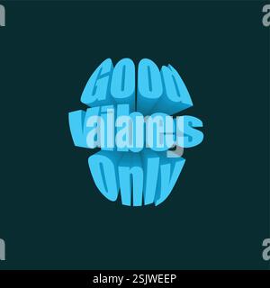 Blaues Poster mit den Worten „Good Vibes“ nur auf dunklem Hintergrund Stock Vektor