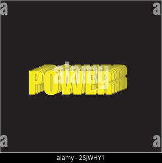 Ein gelbes Wort POWER mit den Buchstaben " POWER " in Gelb. Stock Vektor