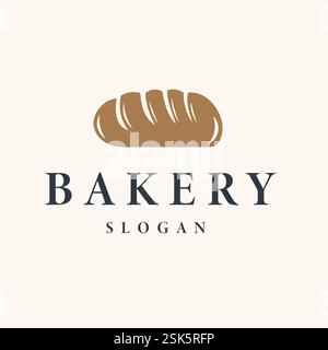 Bäckerei Logo Vektor Illustration, für Vintage Retro Stil Baked Food Vorlage, mit einfachem Weizenbrot Stock Vektor