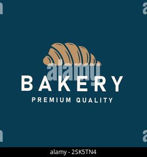 Bäckerei Logo Vektor Illustration, für Vintage Retro Stil Baked Food Vorlage, mit einfachem Weizenbrot Stock Vektor