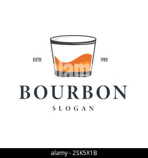 Whiskey-Logo und Getränkeetikett mit klassischer Vintage-Retro-Verzierung, die einen eleganten Premium-Look als exklusive Vorlage präsentieren. Stock Vektor