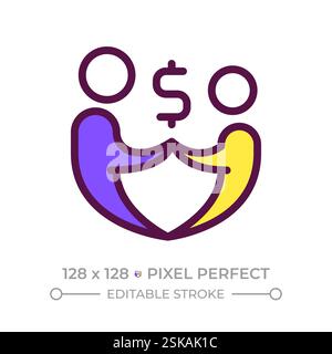 Finanzfamilie unterstützt Pixel Perfect RGB-Farbsymbol Stock Vektor