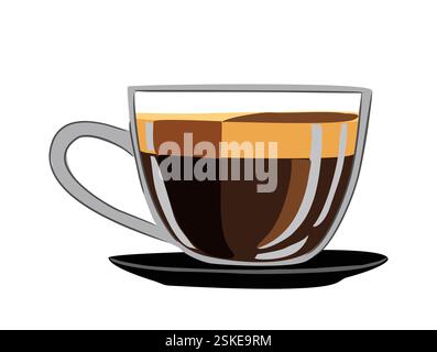 Eine Tasse Kaffee sitzt auf einer Untertasse Stock Vektor
