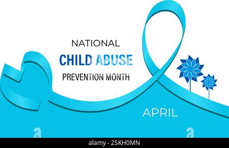 Vektorgrafik des Monats zur Verhinderung von Kindesmissbrauch ist April. Eine Gelegenheit, Kinder zu informieren, zu verteidigen und ihre Sicherheit und Entwicklung zu fördern. Stock Vektor