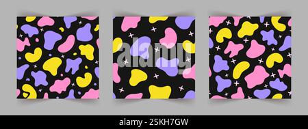 Freiform. Set von nahtlosen Mustern mit abstrakten, unregelmäßigen, zufälligen Blobs. Moderne Formen für Design und Druck. Vektorabbildung Stock Vektor