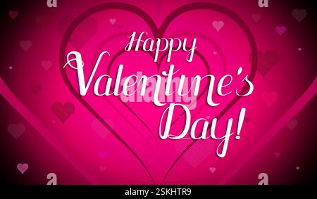 Alles Gute zum Valentinstag - Karte mit Herzen und rosa Hintergrund - 3D-Illustration Stockfoto