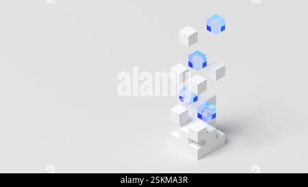 Abstrakte Würfel. Schwebend. 3D-Abbildung. Stockfoto