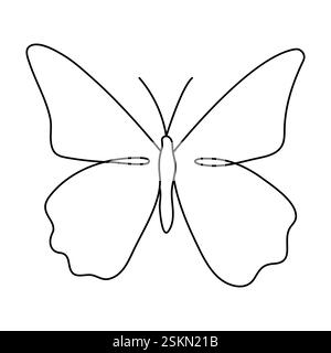 Schmetterling durchgehende einzeilige Kunstzeichnung mit schwarz-weißem Hintergrund Stock Vektor