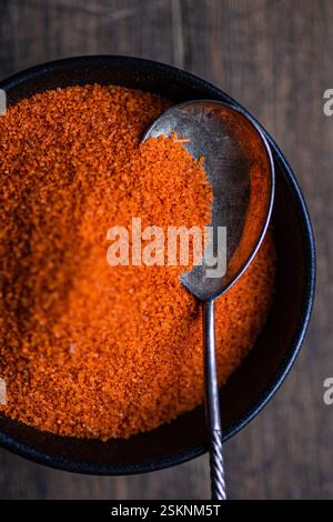 Nahaufnahme einer Paprika-Schüssel von oben Stockfoto