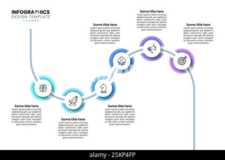 Infografik-Vorlage mit Symbolen und 6 Optionen oder Schritten. Linie. Kann für Workflow-Layout, Diagramm, Banner, webdesign verwendet werden. Vektorgrafik Stock Vektor