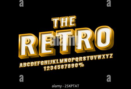 Sammlung von Retro-Schriftarten, Buchstaben- und Zahlensymbol. Vektor Stock Vektor