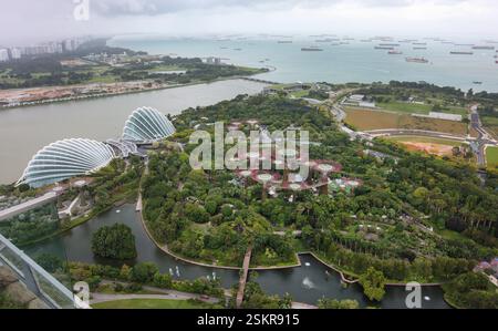Blick aus der Vogelperspektive auf Gardens by the Bay, Singapur Stockfoto