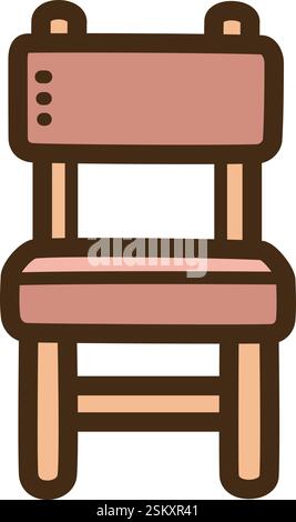 Holzstuhl Vektor Kritzelillustration und Grafik. Teil der Kategorie Haus und Innenraum. Stock Vektor
