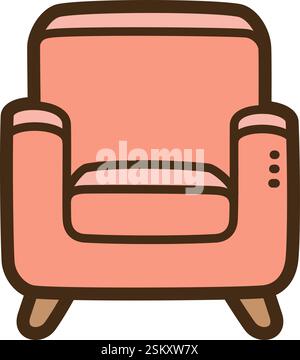 Einzelsofa Vektor Kritzelillustration und Grafik. Teil der Kategorie Haus und Innenraum. Stock Vektor